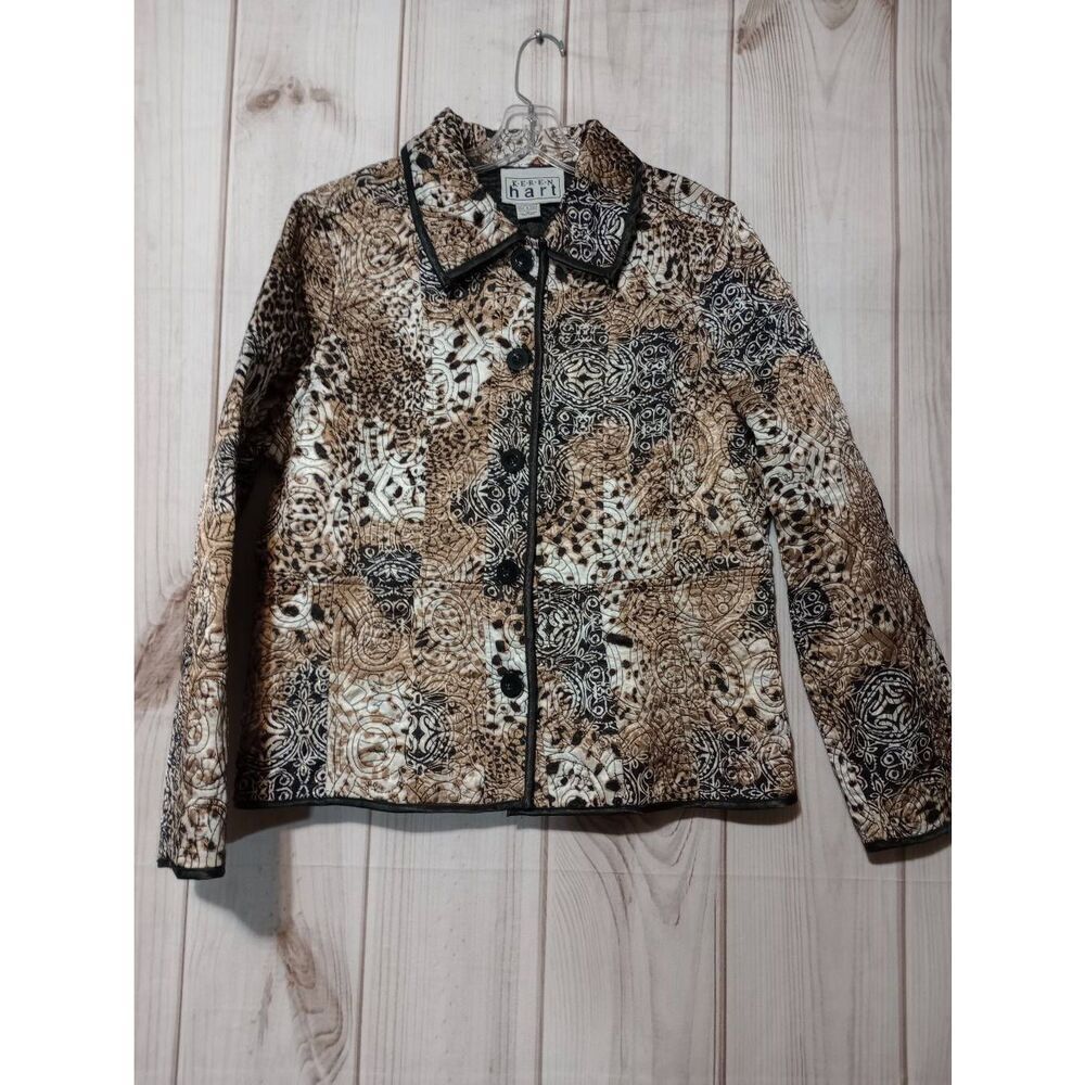 Keren Hart Jacket Ladies Extra Large Brown Black Quilted Mob Wife